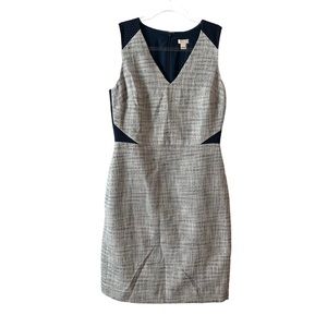 J Crew sleeveless tweed & eyelet midi pencil dress